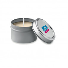 Small candle in tin box